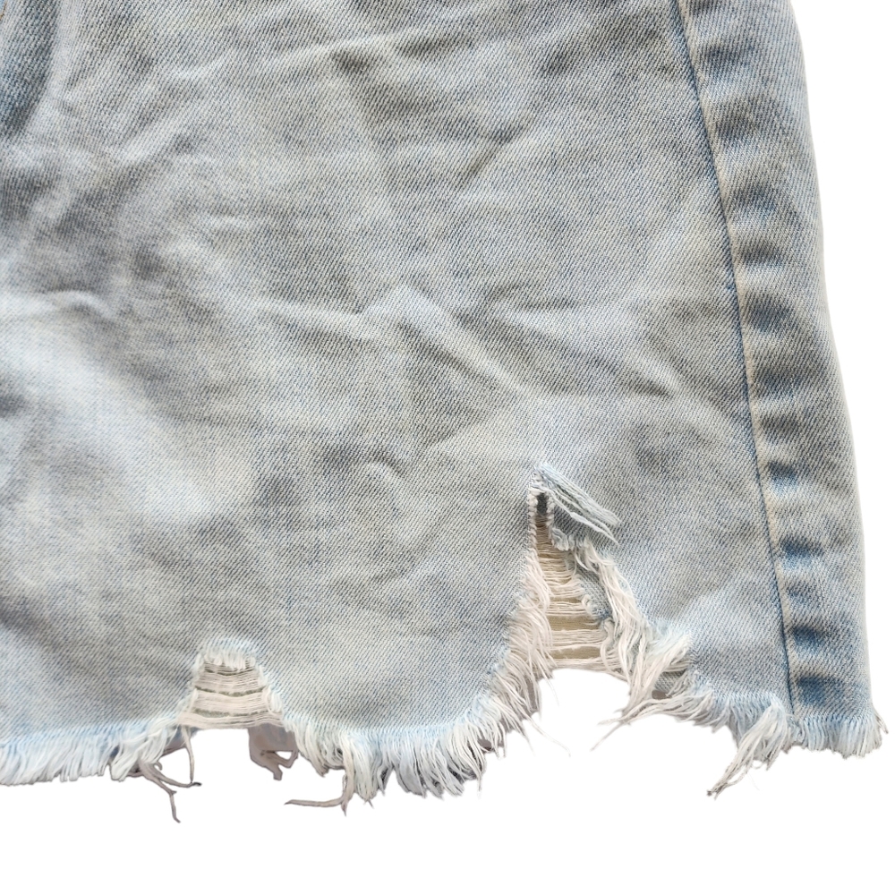 Nobody Denim skirt mini Piper distressed faded light blue size 12 - Picture 2 of 6